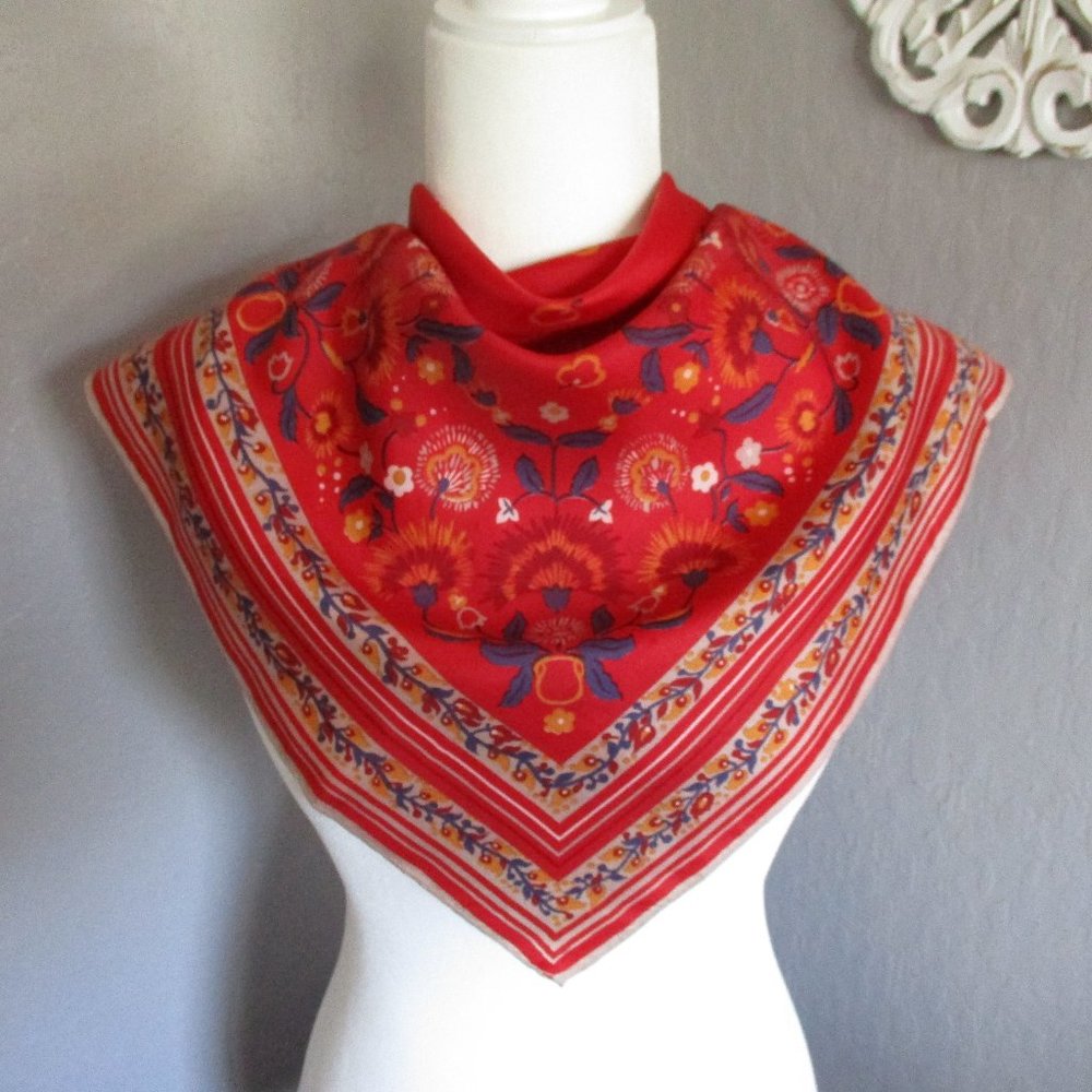 1960s rustic red dandelion scarf